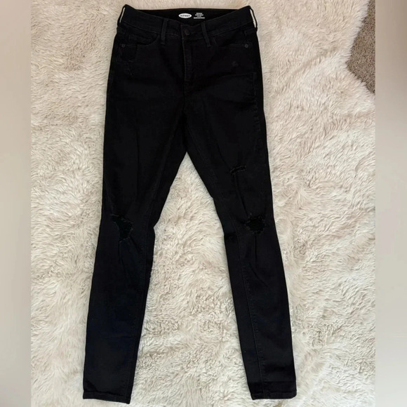 Old Navy Rockstar Super Skinny High Rise distressed Black Jeans size 4 - Picture 1 of 7